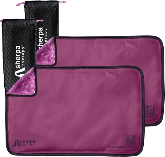 Medium Flexible Gel Ice Packs Reusable - Hot and Cold Soft Ice Packs for Injuries Reusable for Ankle, Arm, Foot, Leg, Back Pain Relief - 8" x 12" - 2PK - Purple