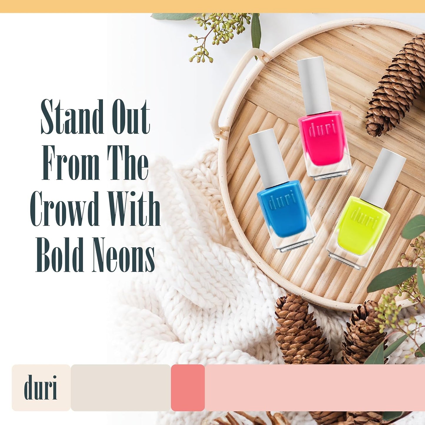 duri Trio Neon Nail Polish Set - GBD-200 Festival, Matte Finish, Quick Drying, 0.45 Fl Oz each