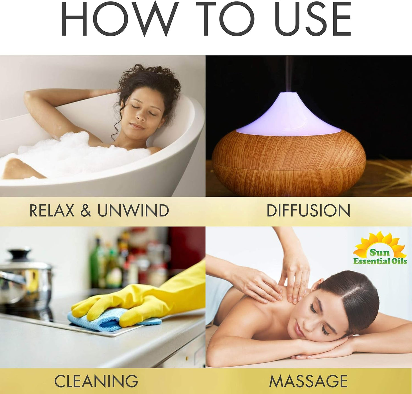 Sun Essentials Oils - 2 oz Eucalyptus Essential Oil with Dropper for Diffuser, Skin, Aromatherapy Massage, Humidifier, Scent for Candle, Lotion & Soap Making at Home, Fragrance for Room