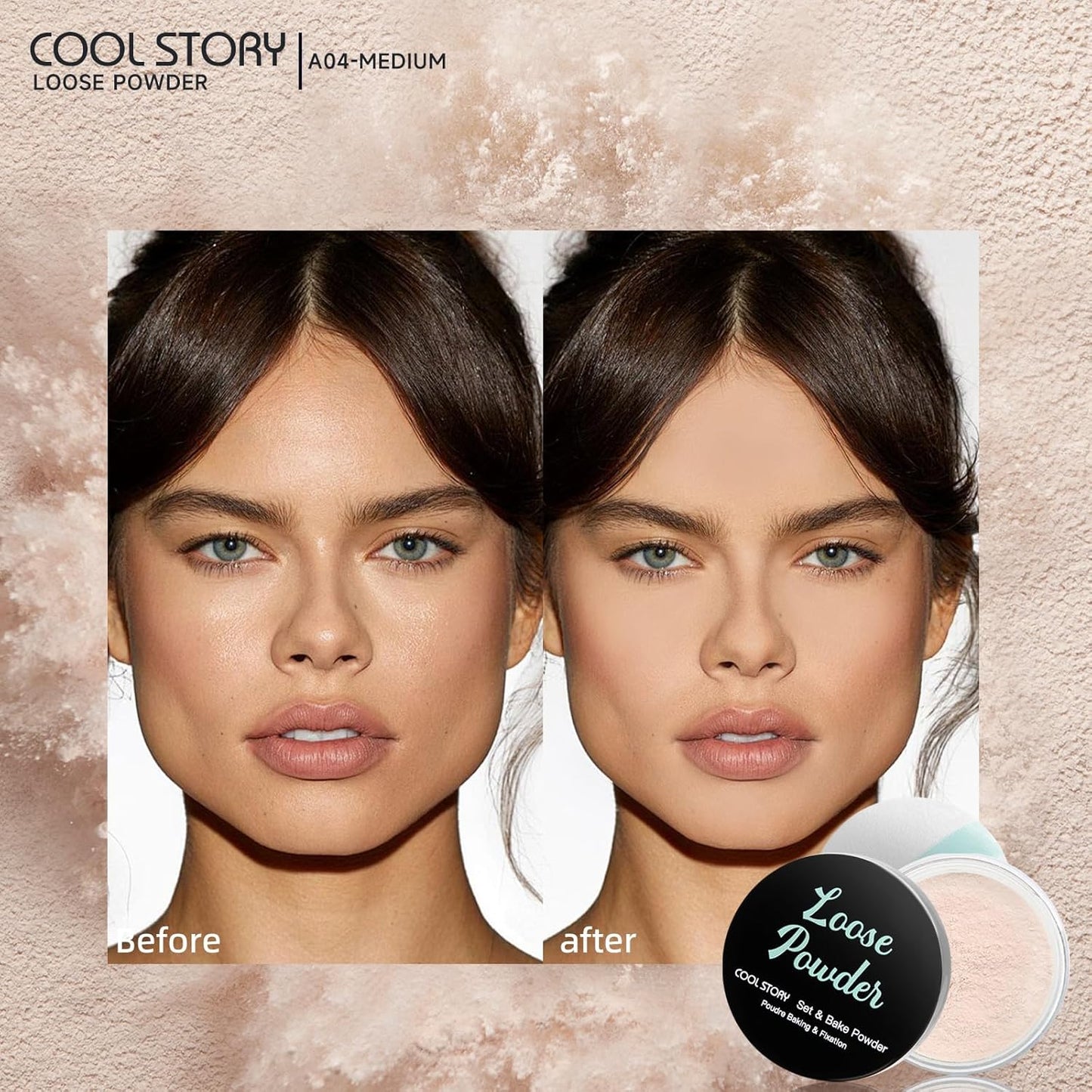 Loose Setting Powder, Bake Makeup Powder Full Coverage Matte Finish (Medium, 6g/O.21oz)