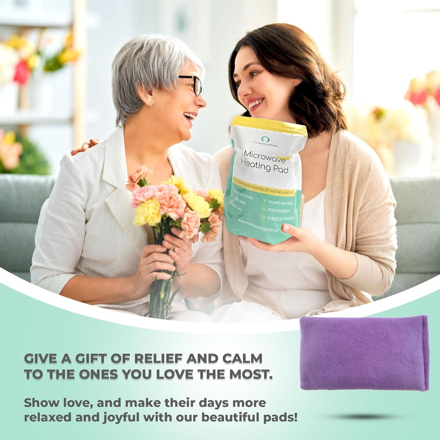 Microwavable Heating Pads for Lower Back and Shoulder - Microwave Hot Pack Heat Pad for Cramps - Heated Pad Therapy - 3 Packs Purple - Lavender Scent