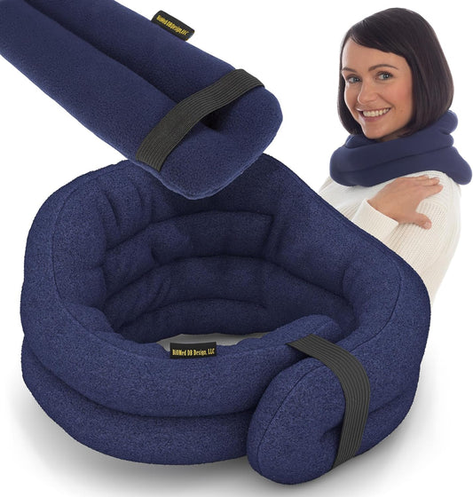 SunnyBay Microwave Heating Pad, Microwavable Cold or Heated Neck and Shoulder Wrap, Moist and Weighted Hands-Free Beanbag Pack with Wide Neck Coverage 26 Inches Long-Length Cotton, Navy Blue