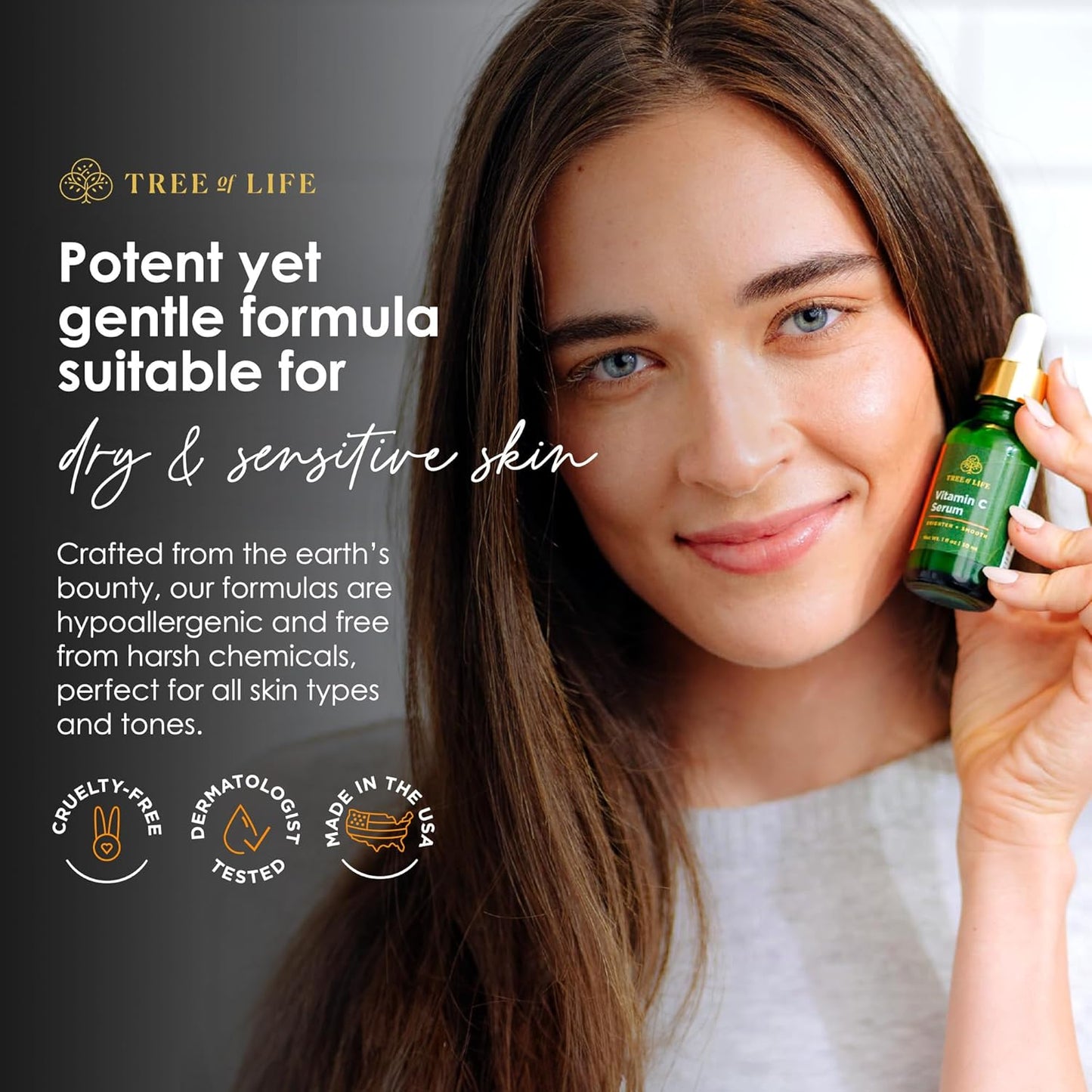 Tree of Life Beauty Vitamin C Skin Care Set, Skin Brightening Face Oil for Dark and Age Spot, Facial Serums for Dry and Sensitive Skin with Hyaluronic Acid & Vitamin E Soft Skin, 1 Fl Oz (Pack of 2)