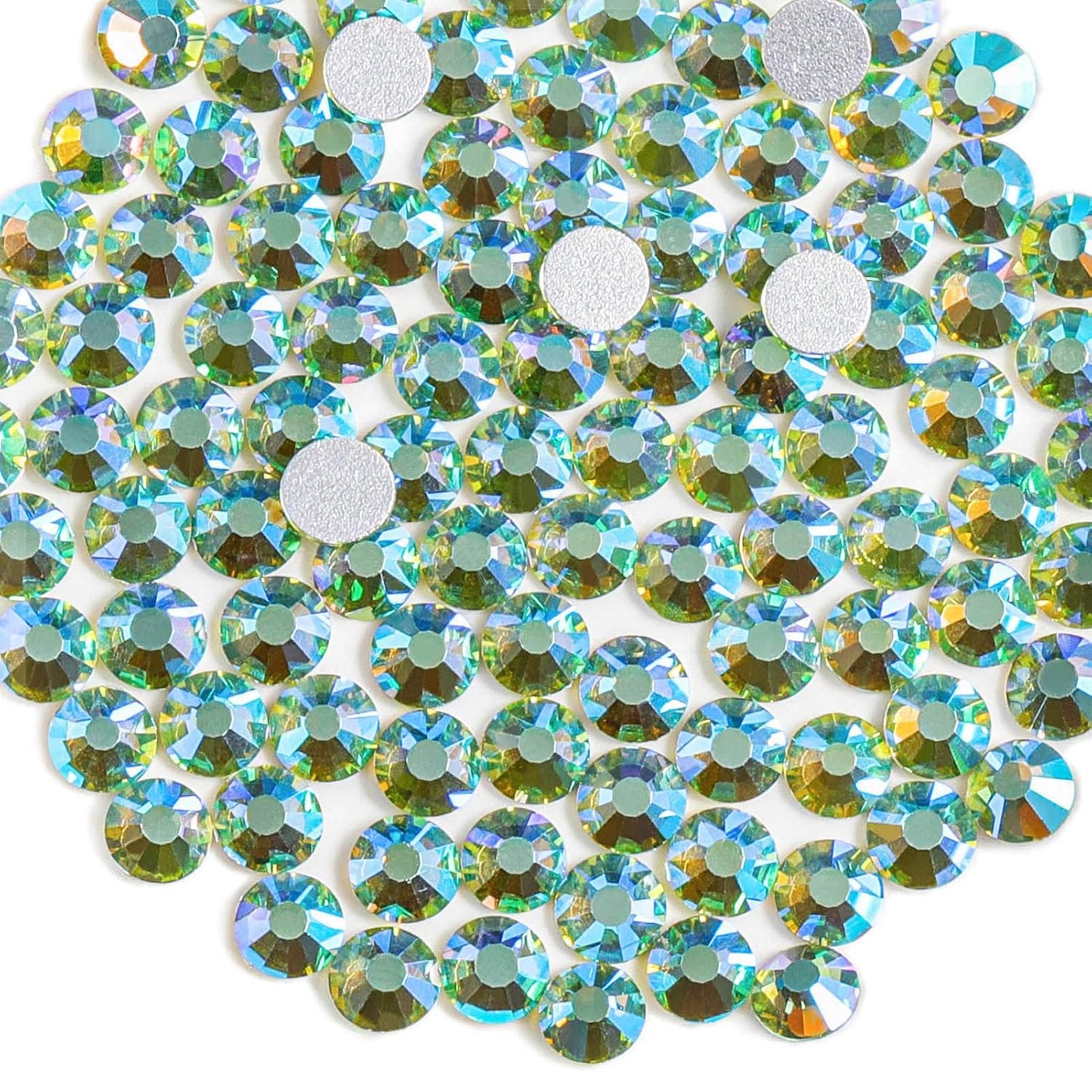 Beadsland 1440 Pieces Flat Back Crystal Rhinestones Round Gems,Peridot AB,SS12,3.0-3.2mm