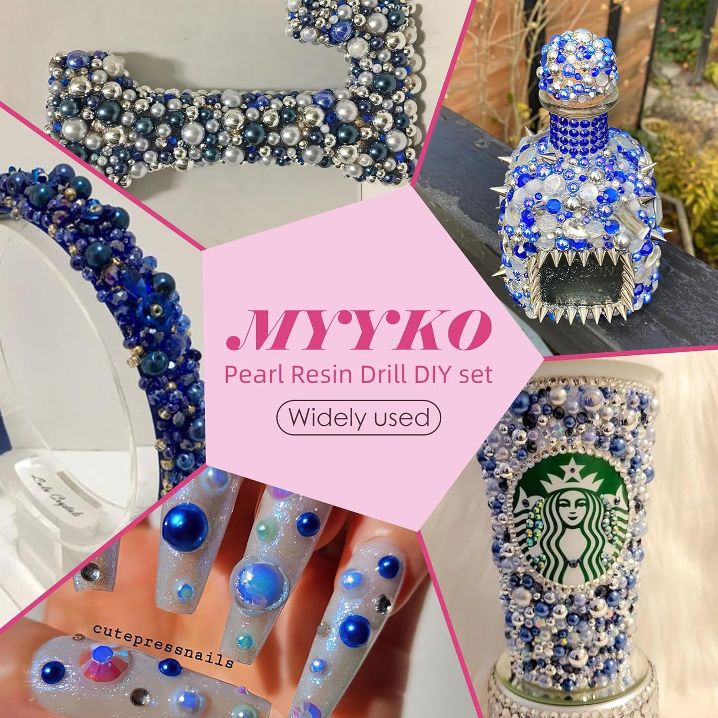 160g Blue White Flat Back Pearls Rhinestones with Gel for Crafts Mixed Size 3mm-10mm AB Color Round Half Pearls Flatback Pearl Beads and Resin Rhinestones Set for Face Art