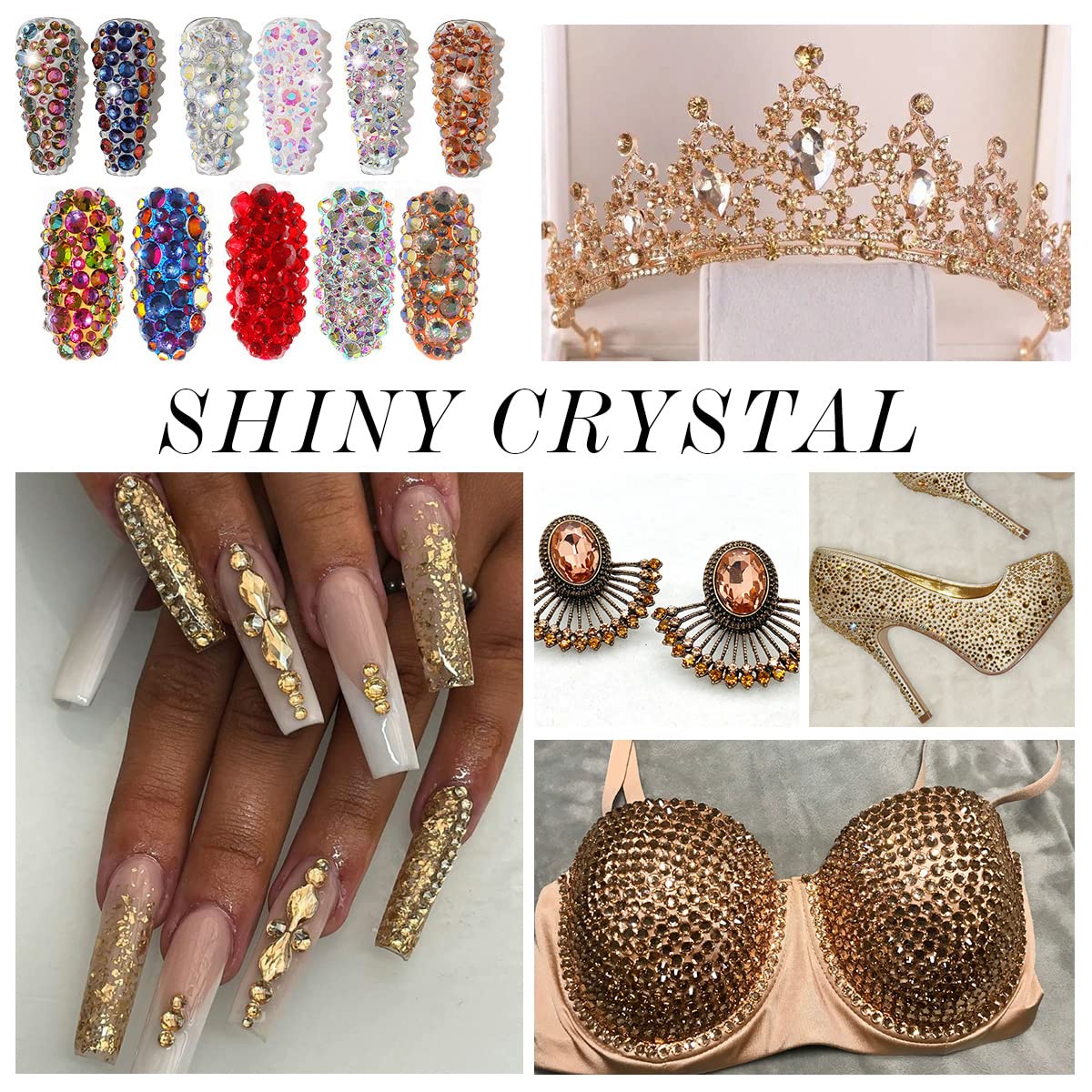 1440Pcs Champagne Crystal Rhinestones,Glass Flatback Rhinestones Mini Gemstones for Nail Face Makeup Art Crafts Clothes Decoration -(SS10,2.8mm,Champagne)