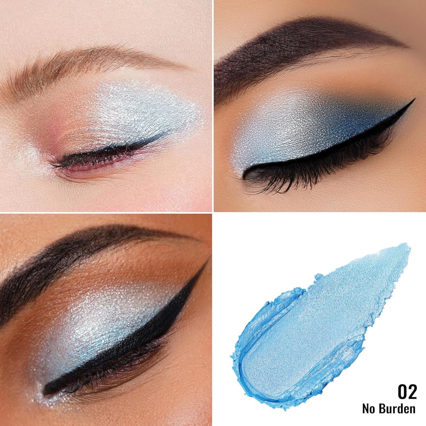 Oulac Cream Eyeshadow also for Highlighter Large Capacity Highly Pigmented Eye Shadow Waterproof &Long Lasting with Moisturizing Formula, Shimmer Glitter Eye Makeup. 6g 01+02