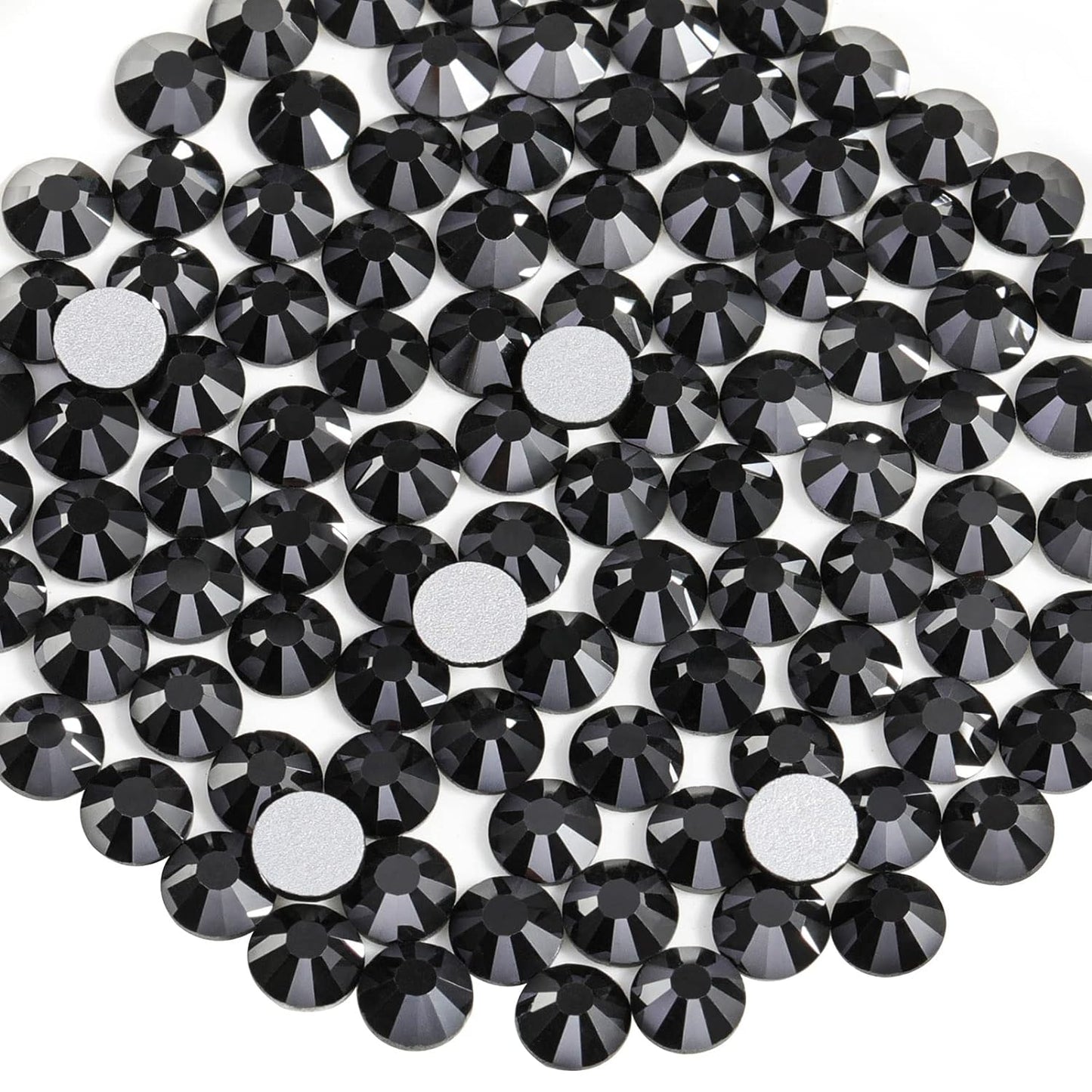 Beadsland 288pcs Flat Back Crystal Rhinestones Round Gems for Nail Art and Craft Glue Fix, Jet Hematite, SS34,7.1-7.3mm