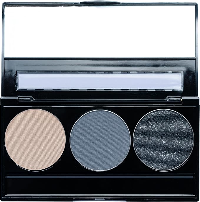 Off White, Matte Medium Grey Blue, and Glitter Black Deep Navy Blue Vegan Eyeshadow Trio Palette; Talc, Paraben & Cruelty Free