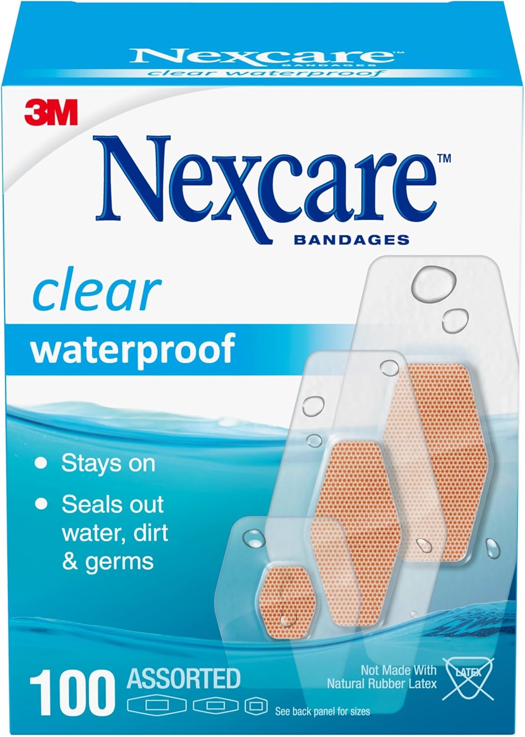 Nexcare Clear Waterproof Bandages: Assorted Sizes / 100-Pack (Clear)