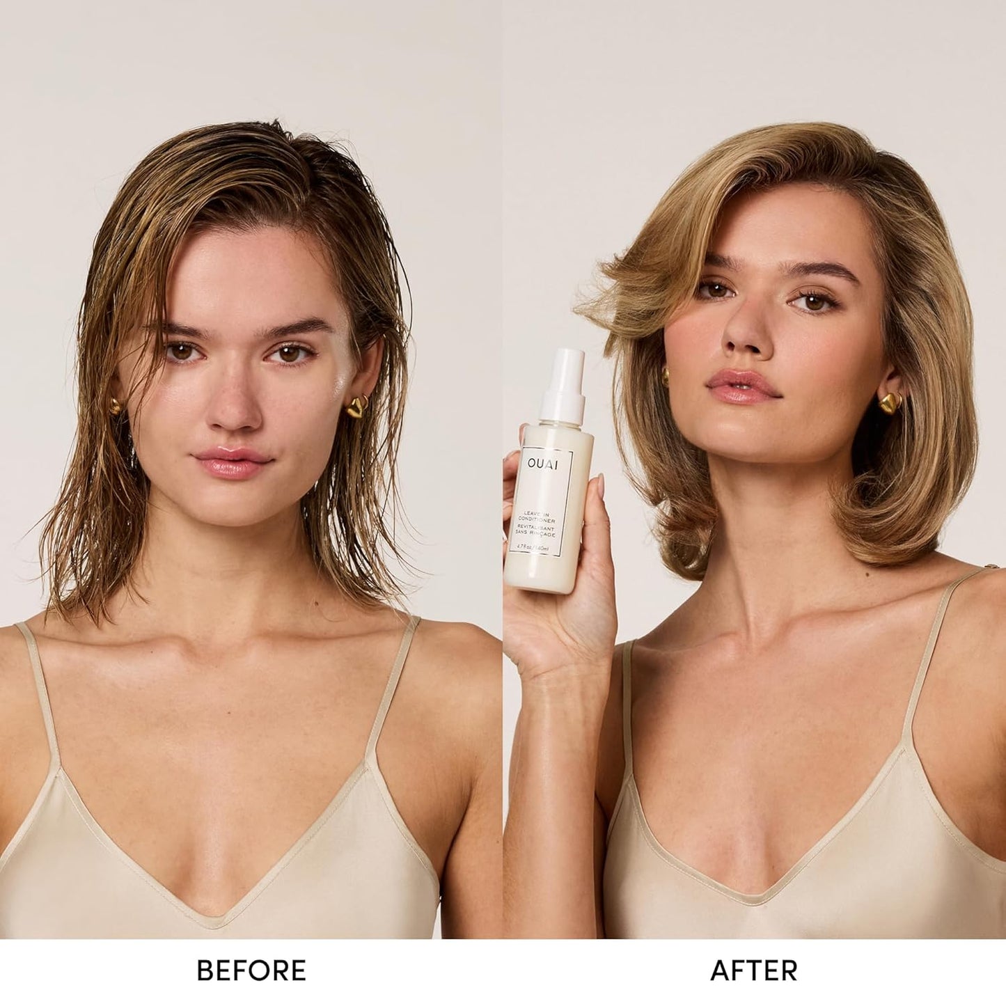 OUAI Leave In Conditioner & Heat Protectant Spray - Prime Hair for Style, Smooth Flyaways, Add Shine and Use as Detangling Spray - No Parabens, Sulfates or Phthalates (1.5 oz)