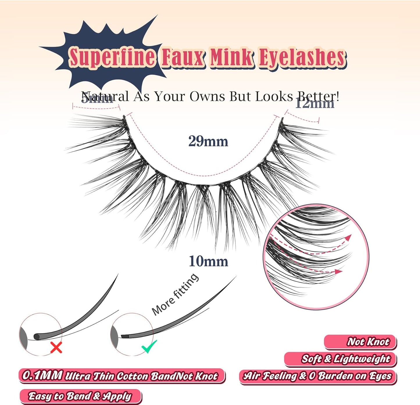 Eyelashes Natural Cat Eye Lashes False Eyelashes Wispy Lashes Flared Lashes Pack C Curl Eyelash Soft False Lashes 12mm Short Lashes Siligli 7 Pair