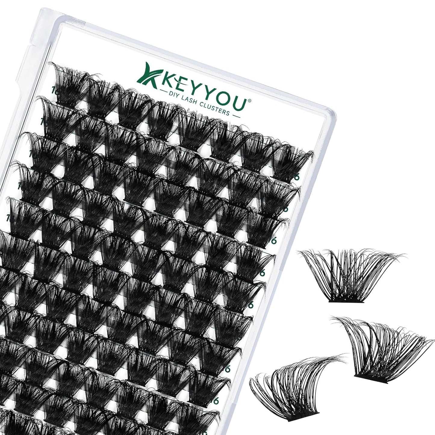 Lash Clusters 96pcs Individual Lashes D Curl 16mm Eyelash Clusters KEYYOU Volume Wispy Lash Extension Soft&Comfortable Easy DIY at Home(Y24,D-16mm)