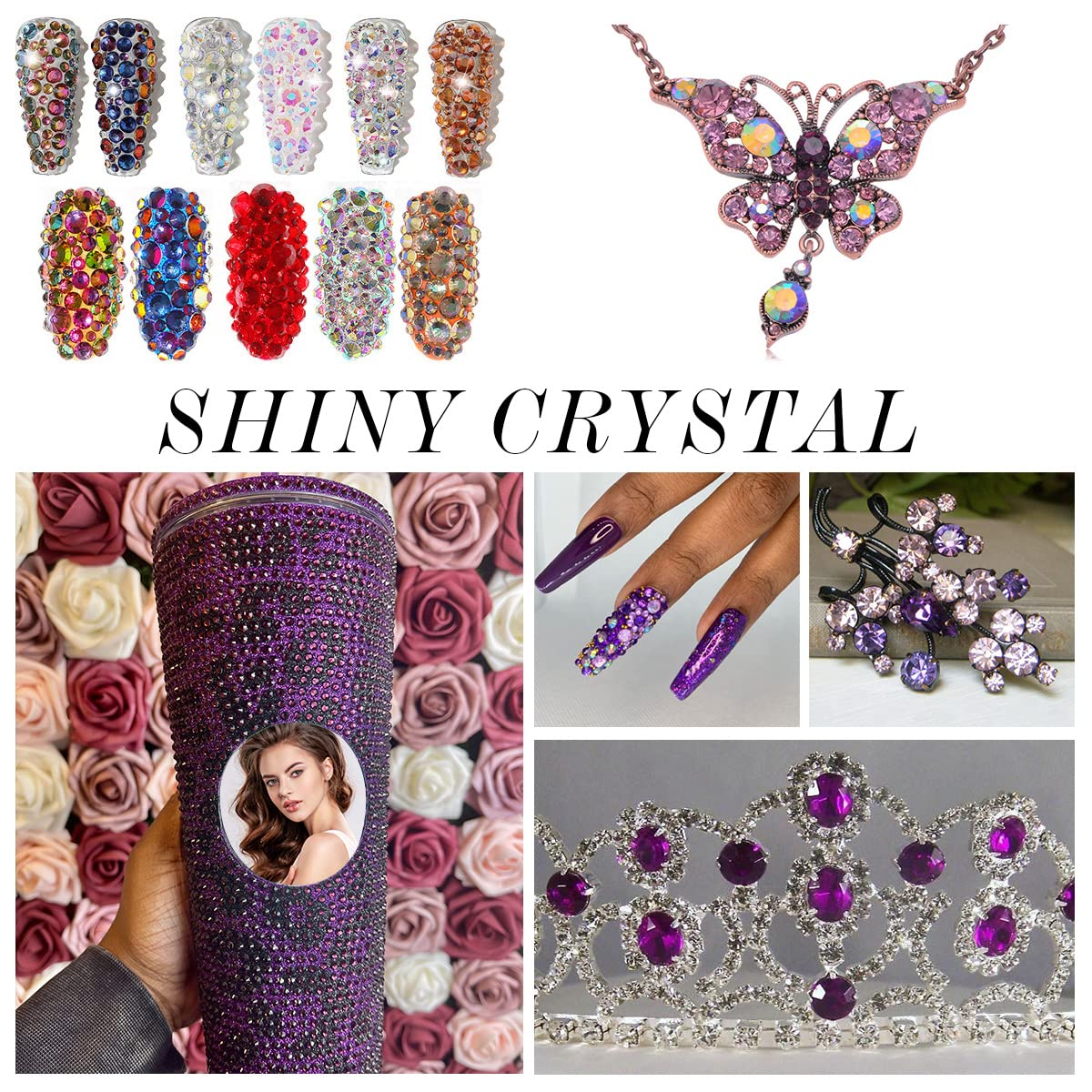 288Pcs Amethyst Crystal Rhinestones,Glass Flatback Rhinestones Gemstones for Nail Face Makeup Art Crafts Clothes Decoration -(SS30,6.5mm,Amethyst)