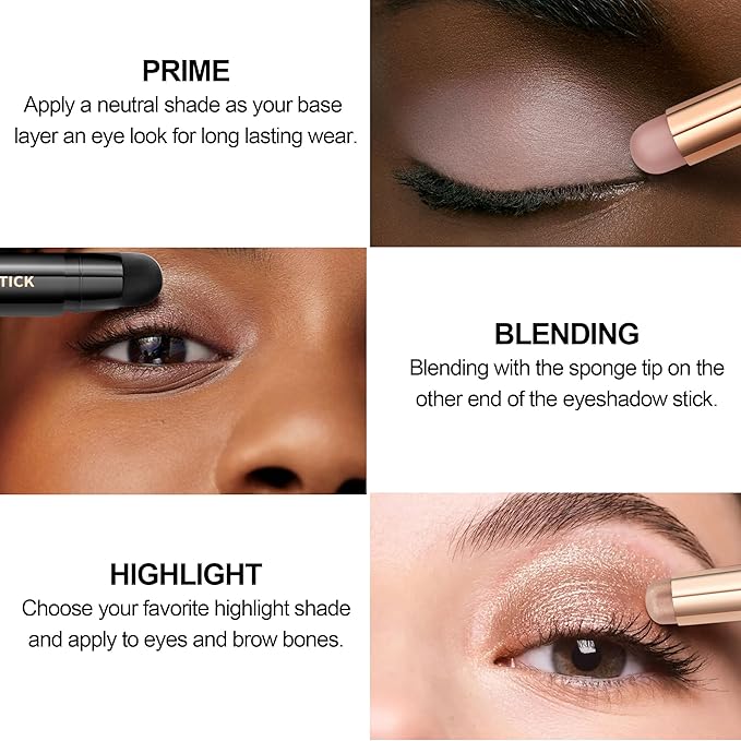 FV Waterproof Eyeshadow Stick Duo,Long-Lasting Cream Eye Shadow Makeup Sets, High Pigmented Eyeshadow Pencil with Matte & Shimmer Finish, Natural Look (Vanilla & Champagne)