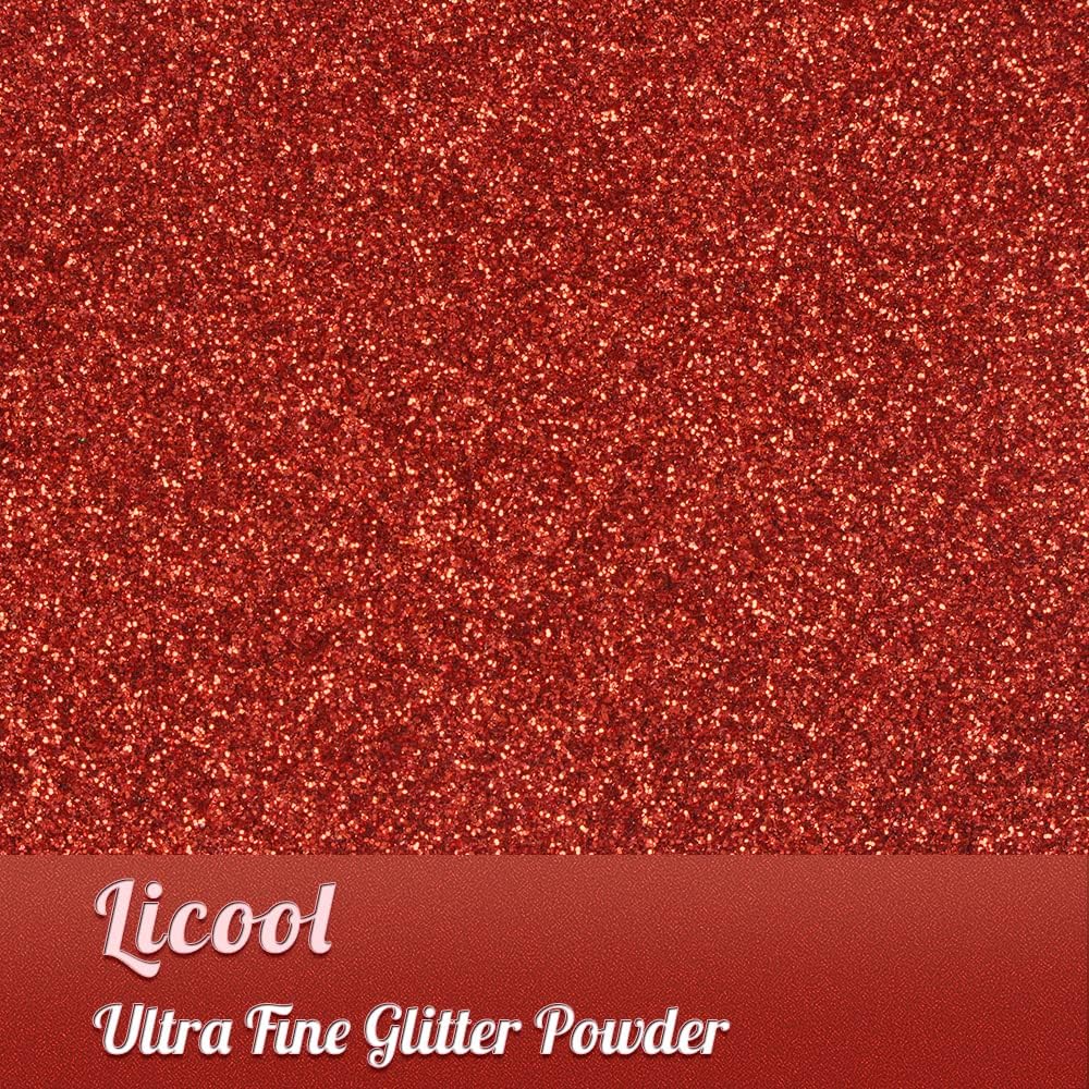 Holographic Fine Glitter, 100g/3.5oz Extra Fine Glitters Powder Packs for Resin, Craft Glitter for Tumblers Candle Slime Making, Festival Body Face Eyeshadow Nail Glitter (Chinese red)