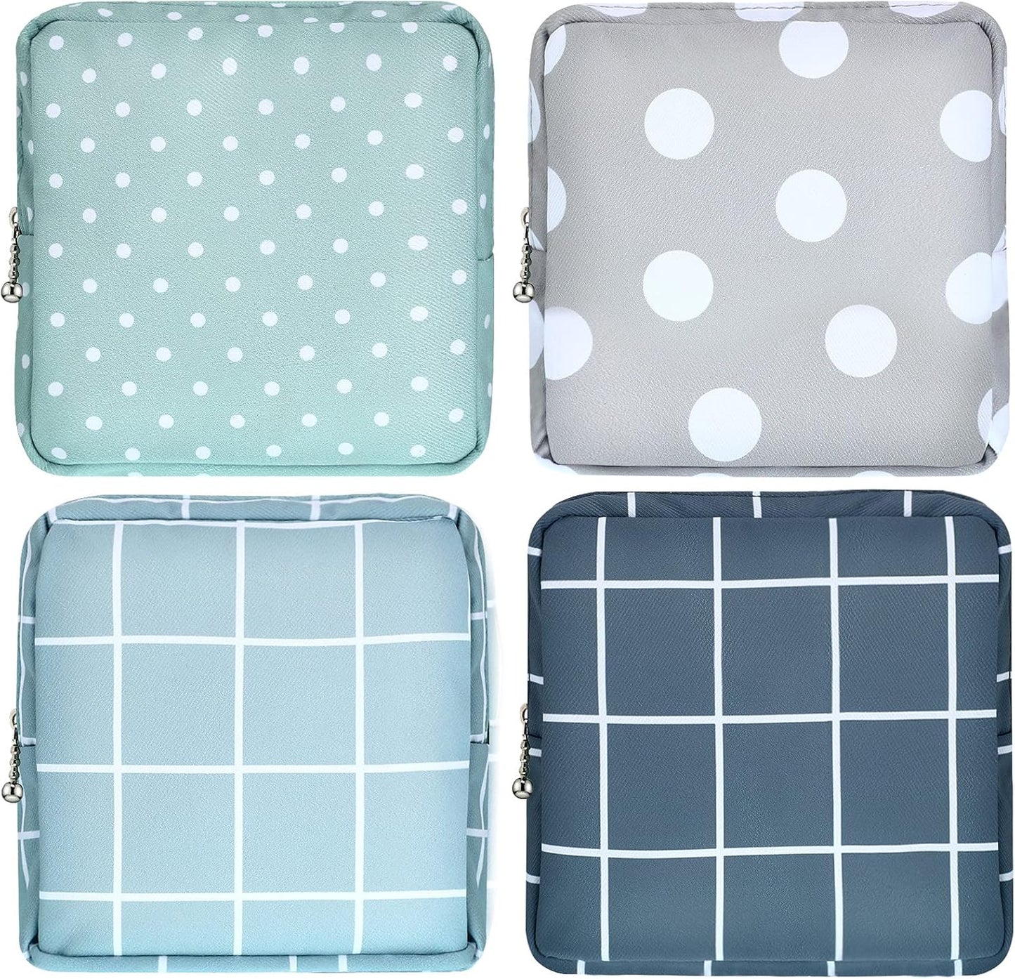 Frienda 4 Pieces Sanitary Napkin Storage Bag Menstrual Pad Nursing Pad Holder Portable Menstrual Period Sanitary Pouch Zipper Tampons Collect Bags for Teen Girls Women Ladies(Basic Style)