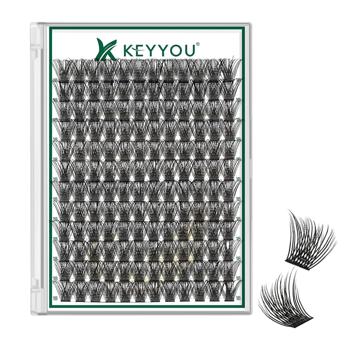Lash Clusters 144pcs Individual Lashes D Curl 18mm Eyelash Clusters KEYYOU Air Touch Cluster Lashes Super Lightweight Soft Wispy Comfortable Easy DIY at Home(Air01-D-18mm)