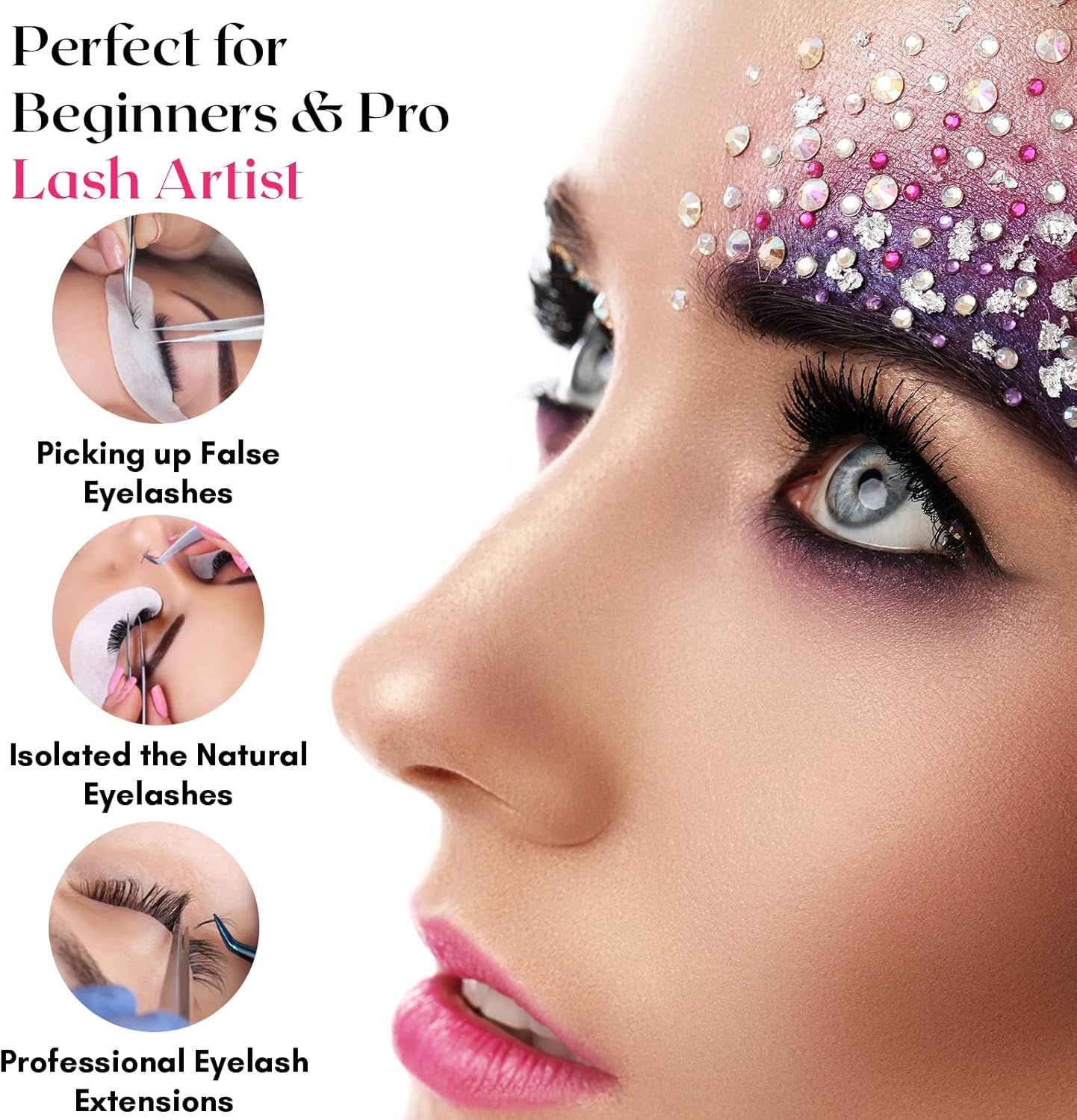 Isolation Tweezers for Eyelash Extension – 14cm Curved Lash Tweezer, Stainless Steel, Best for Individual Isolation & Classic Lashes, Pinzas para Pestaña(Gold Titanium)