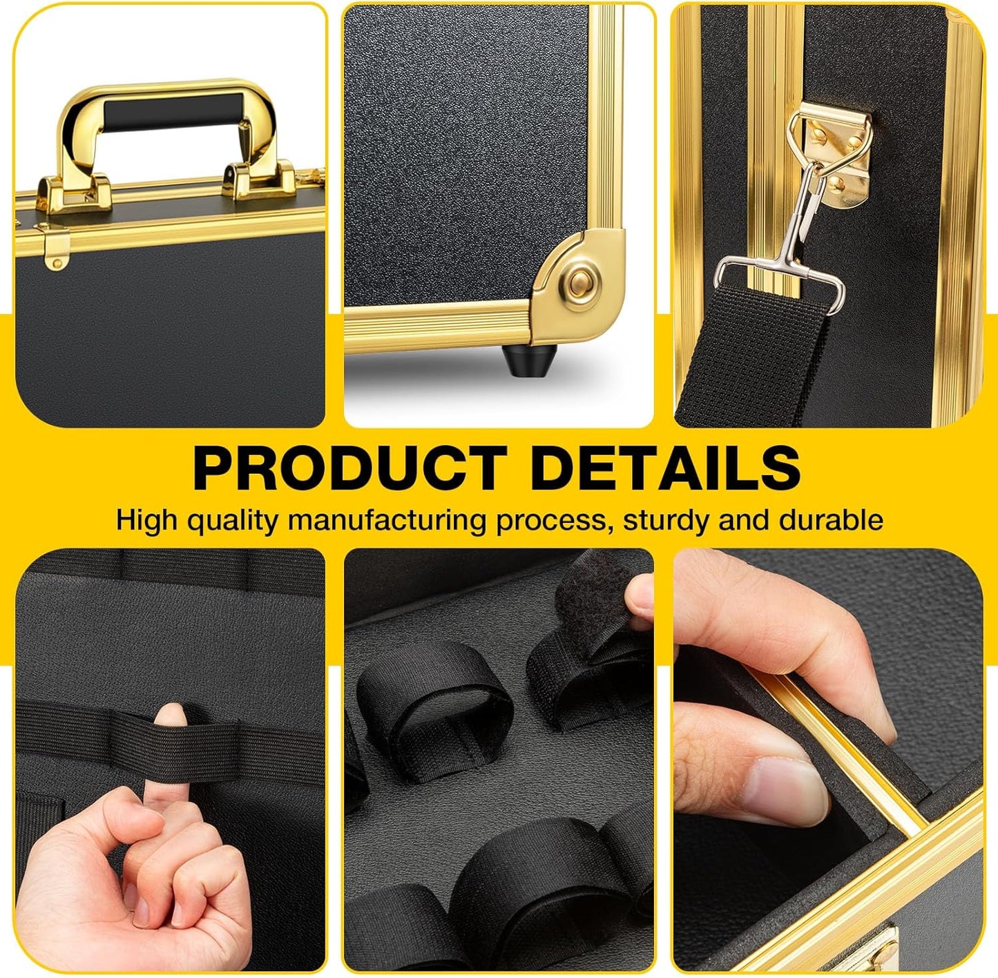 Noverlife Upgraded Large Barber Travel Briefcase, 22x11x5in Portable Barber Carrying Suitcase Salon Case with Code Lock, Gold Barbershop Travel Case Hairdresser Tool Storage Organizer Box for Clipper