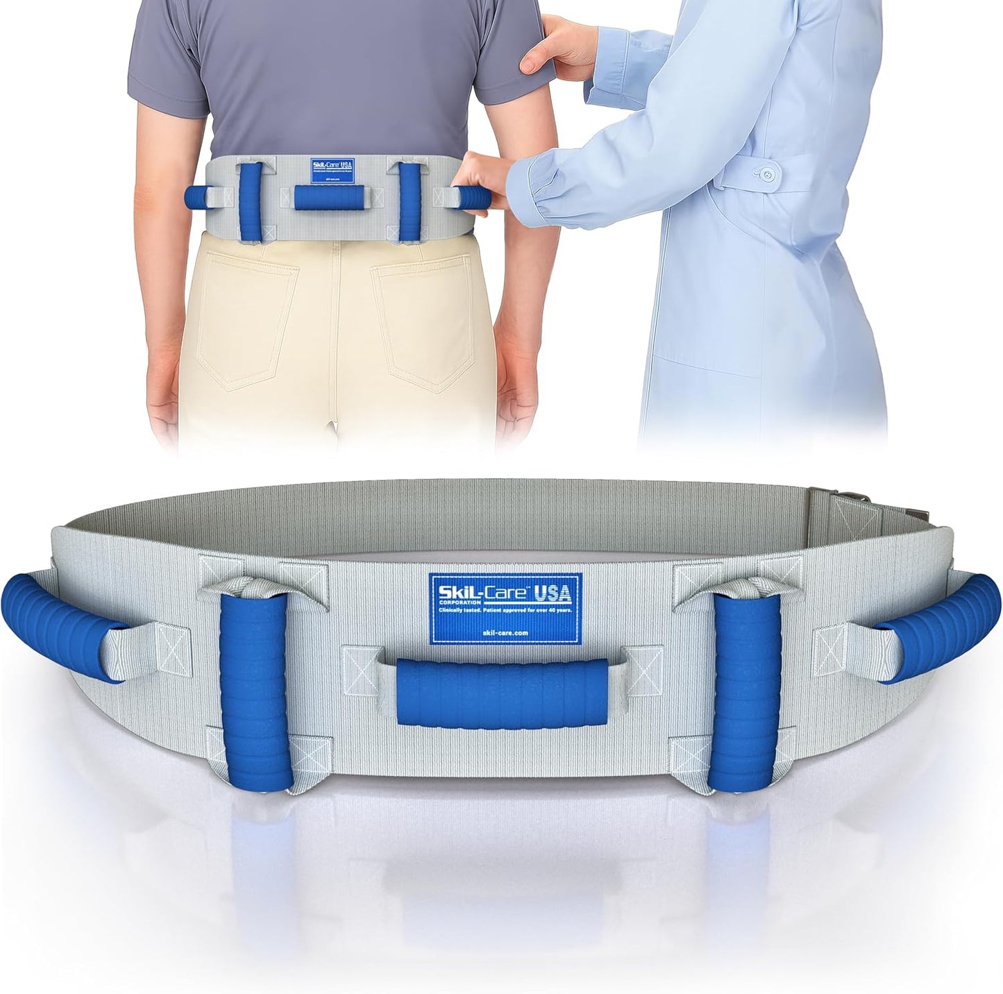 Skil-Care Multi-Grip Gait Belt with Handles for Seniors up to 350lbs, Transfer Belt for Elderly and Disabled, Physical Therapy Equipment for Lift Assist, Walking Aids, Gait Belts for Seniors, 252220