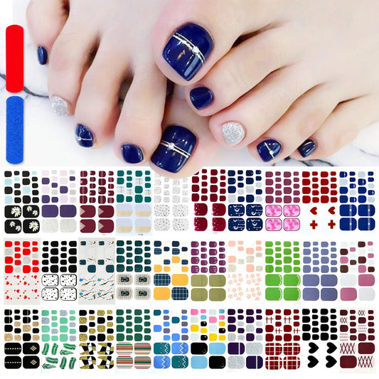 DANNEASY 30 Sheets Toe Nail Stickers Toenail Polish Strips Full Nail Wraps for Women Self Adhesive Toe Nails Polish Stickers Gel Toenails Strips Manicure Sticker Nails Art Accessories with File