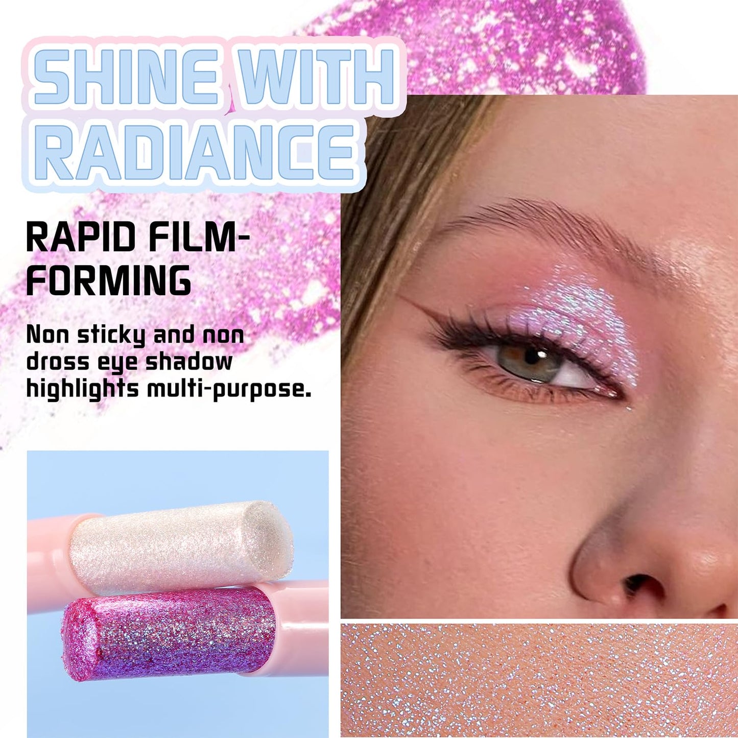 3PCS Crystal Hydrating Jelly Stick Eyeshadow Stick, Glitter Makeup Jelly Shimmer Eye Shadow Crayon, Lightweight Eye Brightener Eye Makeup (03+04+06)