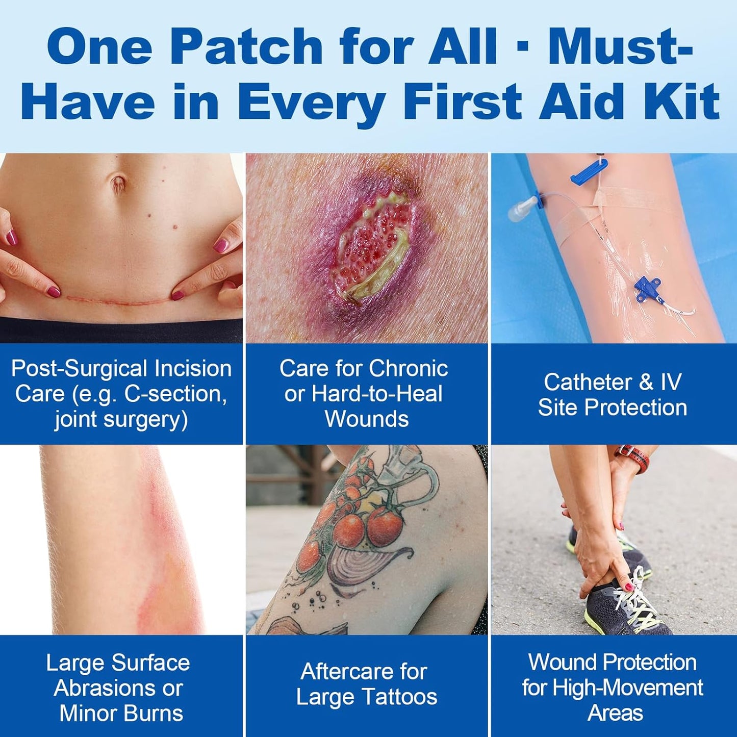 Dimora Waterproof Transparent Film Dressing with Pad, Large Clear Bandage Tape for Wound Care, Adhesive Post Surgical Cover Pad，for IV Shield, Tattoo Aftercare, Shower Protector 4x8 inch 10 Packs