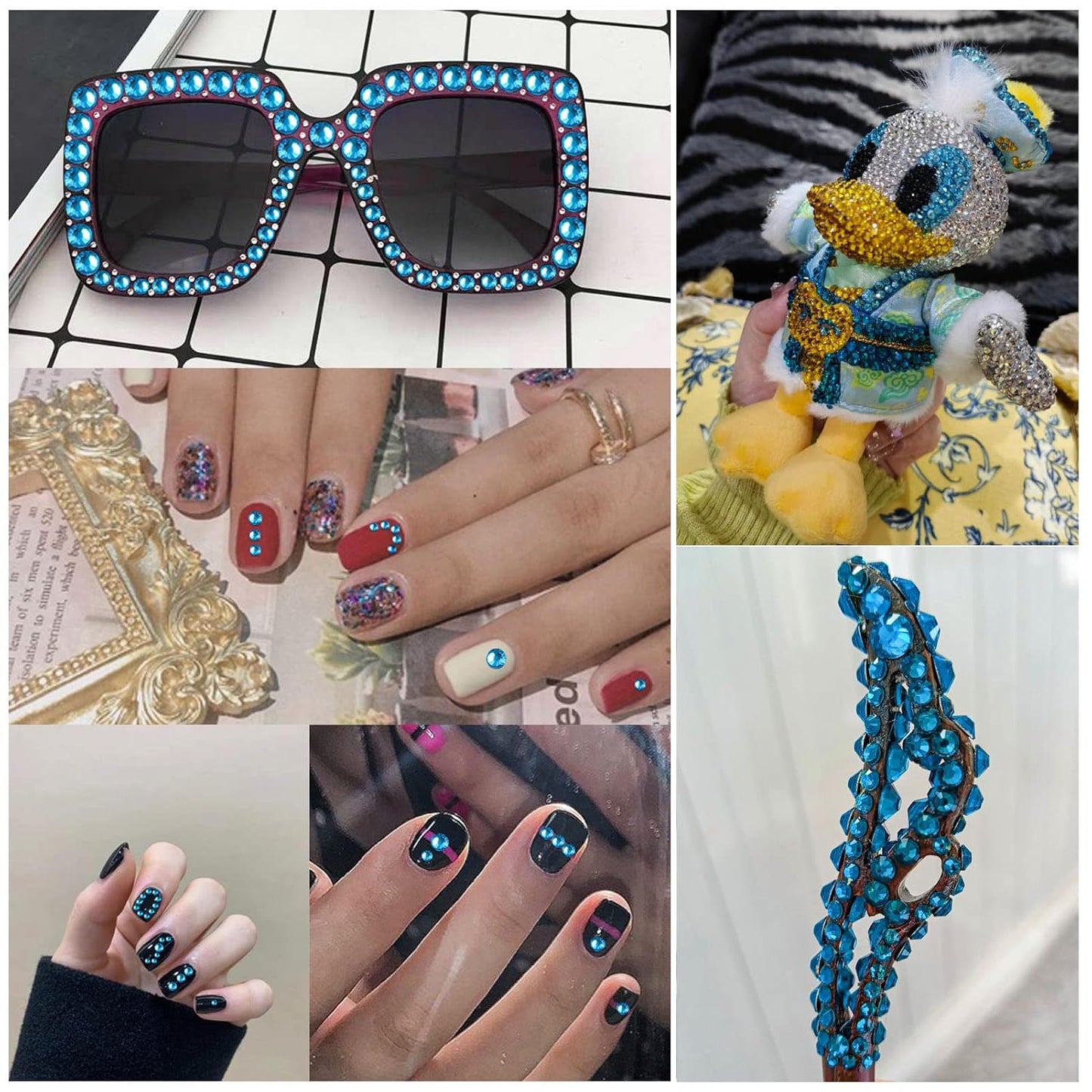 Beadsland 1440 Pieces Flat Back Crystal Rhinestones Round Gems,1.3mm-6.5mm,Indicolite,SS3,1.3-1.5mm