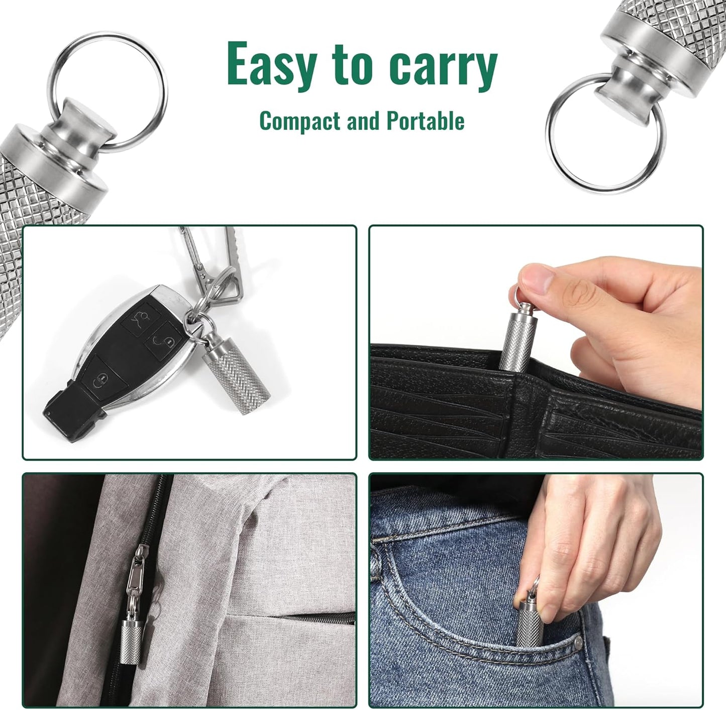 Keychain Pill Holder (2 Pack), Titanium Minsize Waterproof Pill Container/Case for Purse or Pocket, Portable Small Pill Box Organizer Pill Fob Medicine for Outdoor Travel Camping