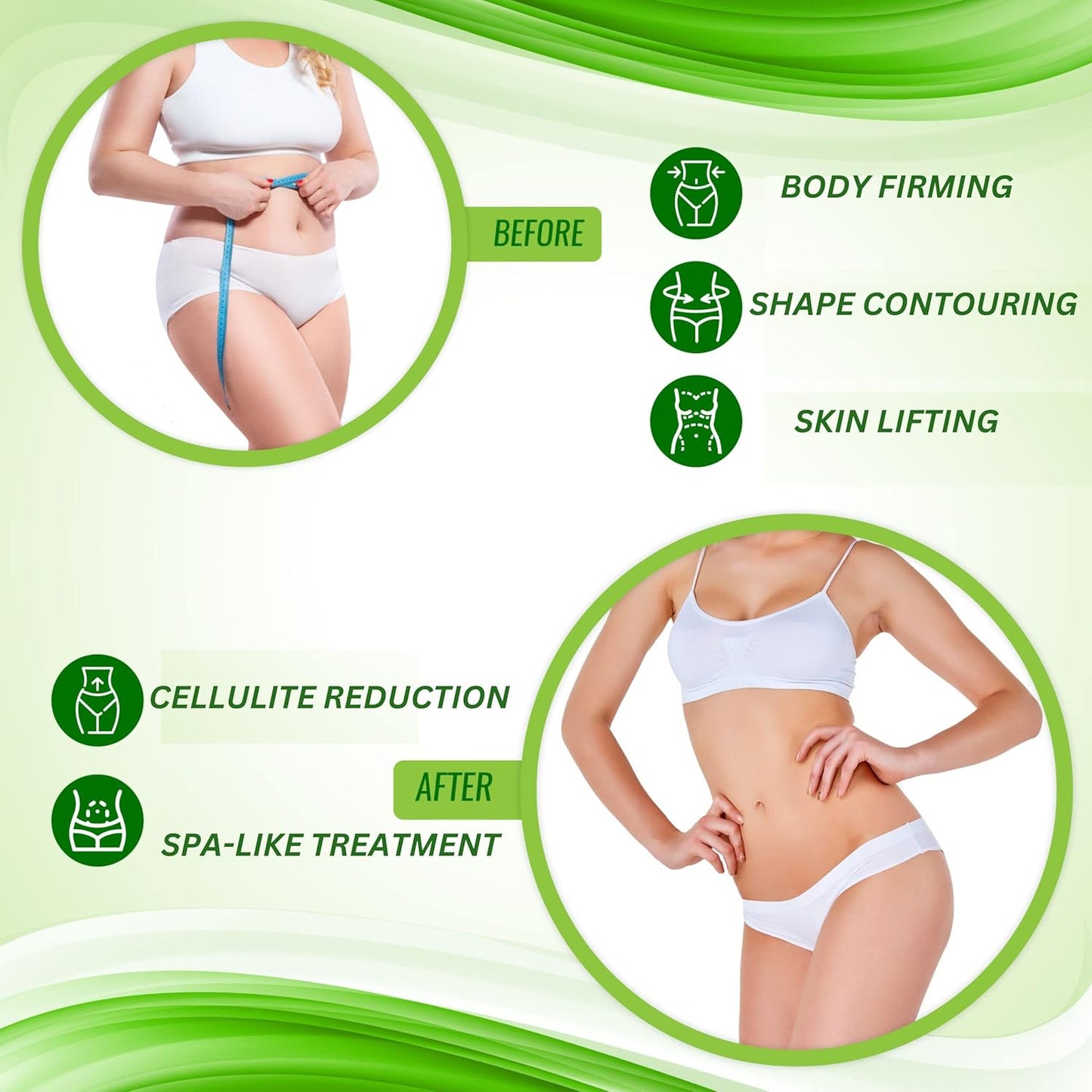 Firming and Shaping Contouring Moisturizing Body Wrap. New improved all natural anti cellulite solution (10 WRAPS+GEL)