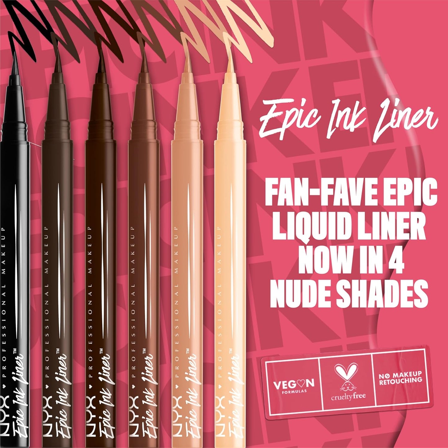 NYX PROFESSIONAL MAKEUP Epic Ink Liner, Waterproof Liquid Eyeliner with Vegan Formula - Milk Chocolate (Brown Matte)