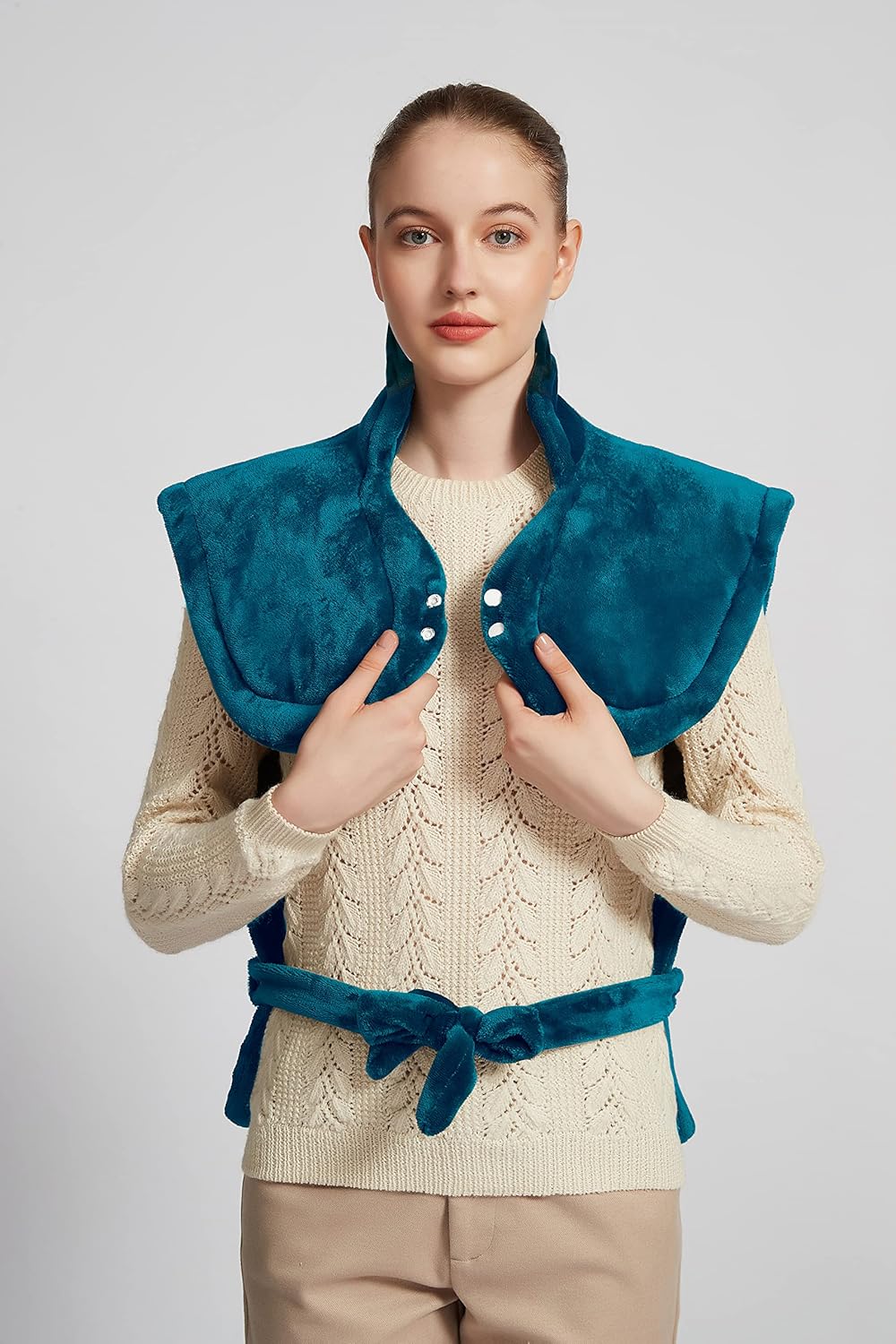 Ambershine 26"x35" XXXL King Size Neck& Shoulder& Back Heating Pad with 12 Temperature Settings& 4 Auto-Off Countdown Timers, Pain Relief for Back/Neck/Shoulder, Christmas gift for mom dad(Light Teal)