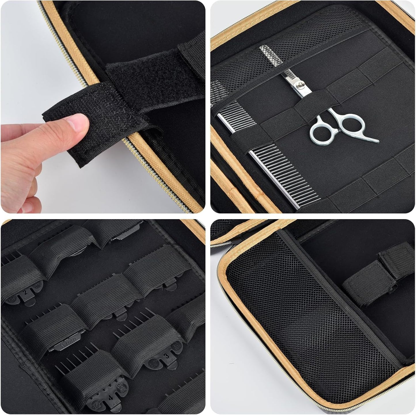 Boobowl Hard Travel Case for Hair Clippers, Hair Cutting Barber Supplies Organizer Bag, Trimmer Storage Holder for Ufree/for Wahl/for Andis Men Razor Guard Grooming Kits -Dark Black