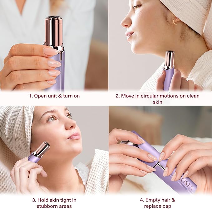 Facial Hair Removal for Women | Electric Razor Device Small Mustache Dermaplaning Remover Tools Tweezers Epilator Trimmer Face Dermaplane Shavers Beauty Gadgets Set Accessories by VISOFO (Amethyst)
