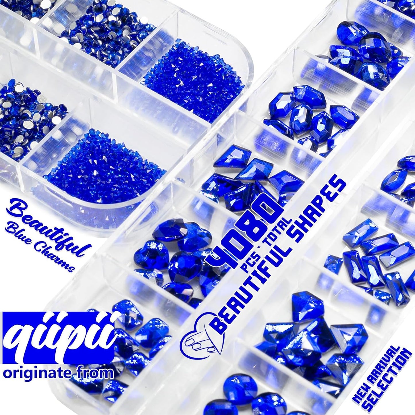 4080Pcs Blue Nail Rhinestones Flatback Royal Blue Sapphire Round Beads K9 Glass Gems Stones Nail Art Gems Diamonds jewels Nail Art Charms Supplies for Nails Face Eyes Makeup DIY Crafts Clothes