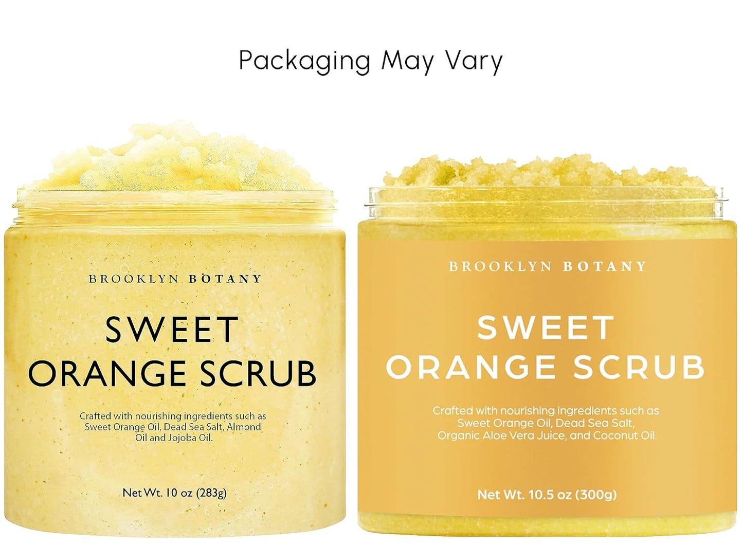 Brooklyn Botany Sweet Orange Body Scrub - Moisturizing and Exfoliating Body, Face, Hand, Foot Scrub - Fights Stretch Marks, Fine Lines, Wrinkles - Great Gifts for Women & Men - 10 oz