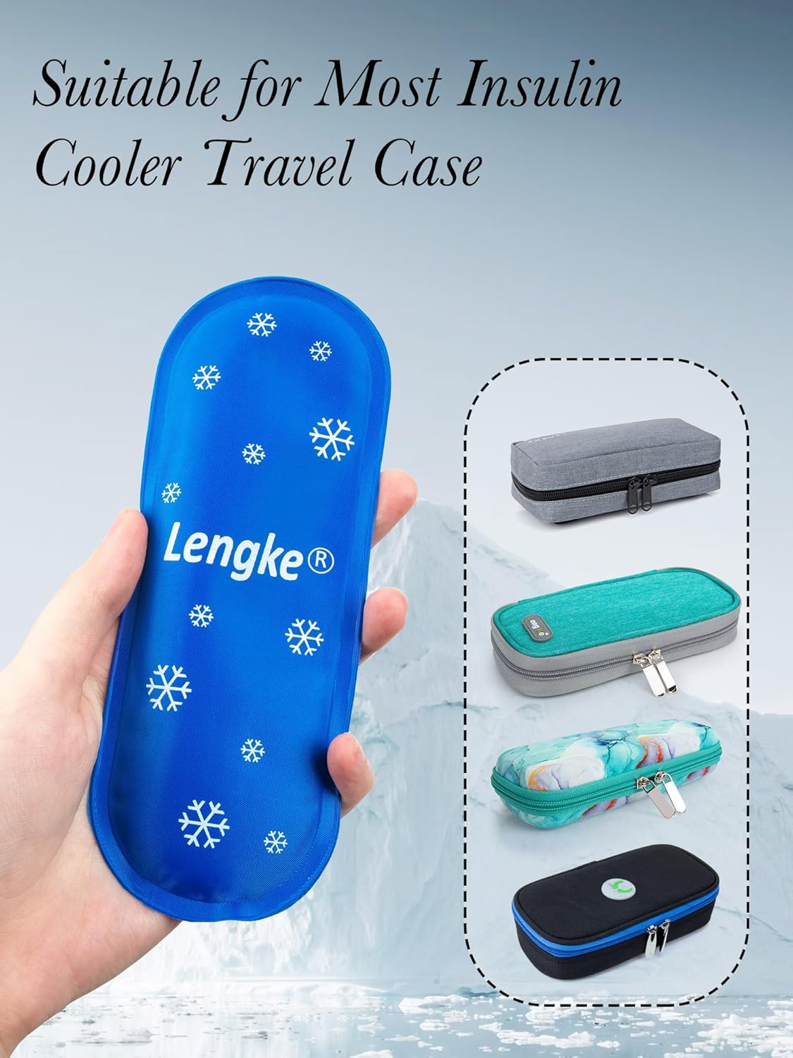 Leng Ke Insulin Pen Cooler Travel Case Ice Pack TSA Approved, 4 Packs Reusable Ice Packs for Insulin Pen Cooler Travel Case