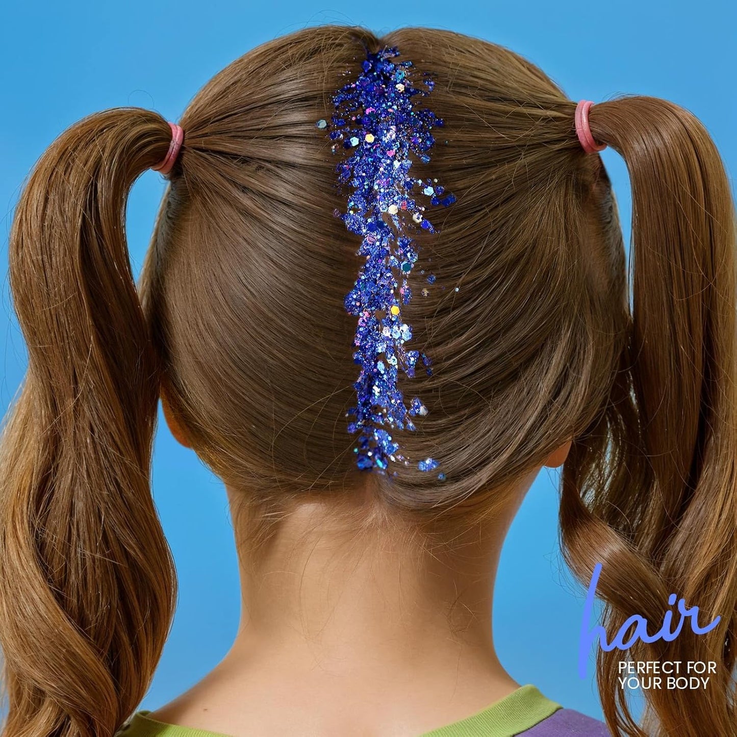 Teenitor Blue Body Glitter, Face Glitters, Body Glitter Gel, Hair Glitter Gel, 80g/2.8oz Holographic Blue Glitter Makeup for Face Body Hair