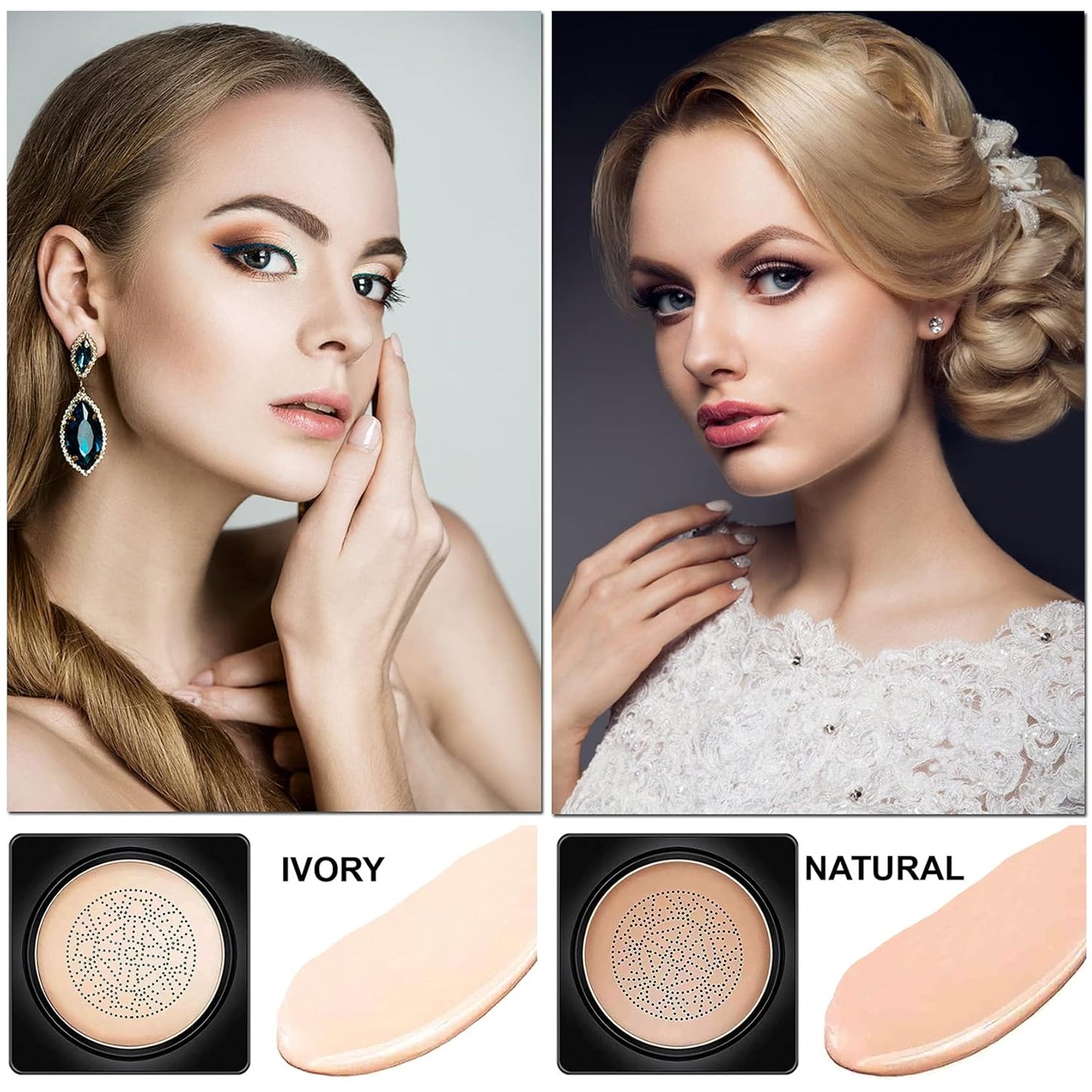 AWCCXMYM Mushroom Head Air Cushion CC Cream Long-Lasting Concealer BB Cream Moisturizing Color Corrector Foundation Makeup Even Skin Tone Liquid Face Makeup (Natural)
