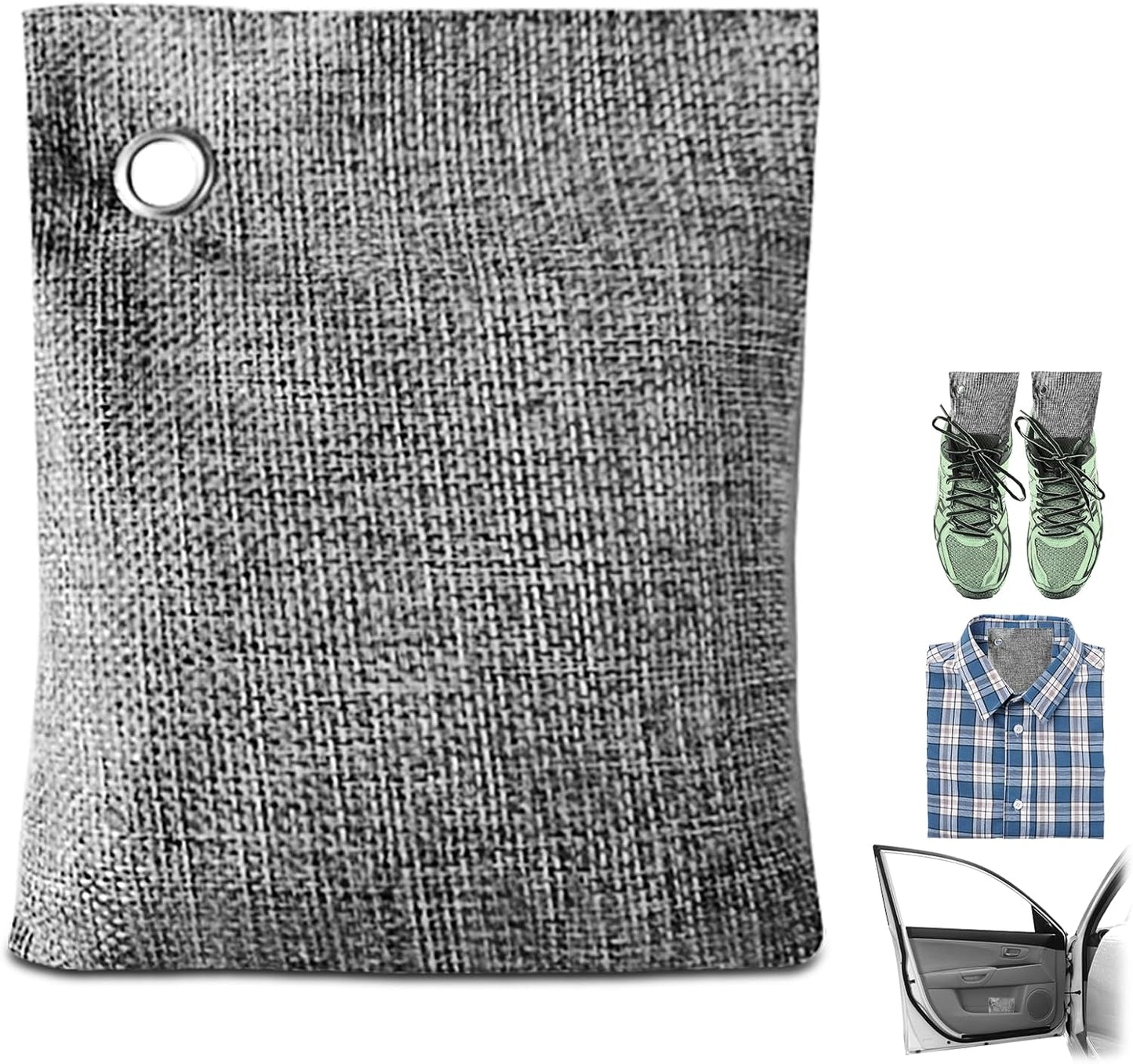 4 Pack charcoal odor absorber,Bamboo Charcoals Air Purifying Bag Charcoals Deodorizer Eliminator for Strong Odors in Car, Closet, Shoe, Basement (200G*4 Pack Gray-4, Unscented)