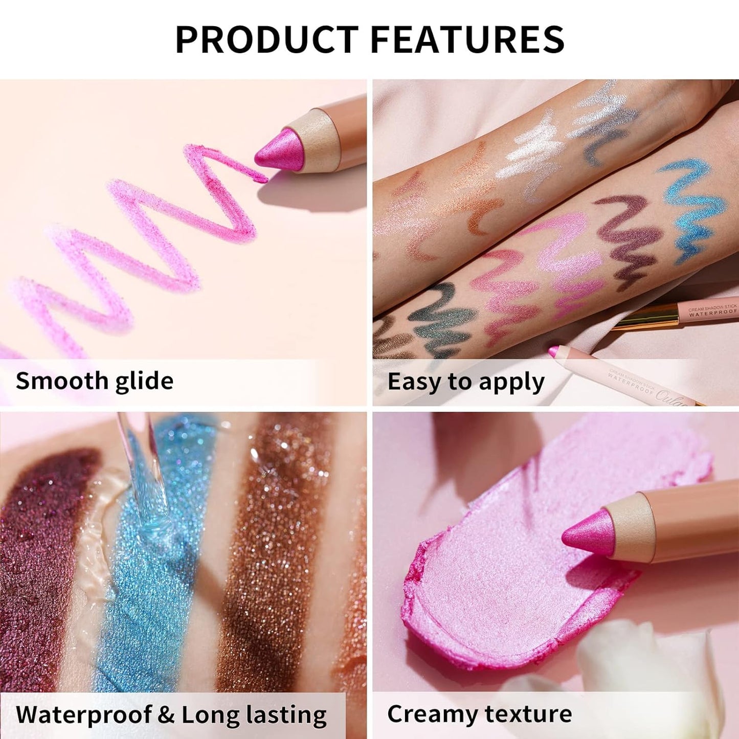 Oulac Matte Black Eyeshadow Stick – Twist-Up Waterproof Pencil, Long Lasting & Smudge-Proof, Vegan & Cruelty-Free, 1.25g, WM05 Nocturnal