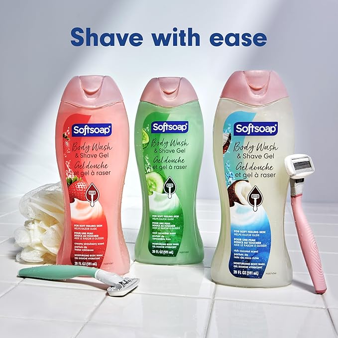 Softsoap Moisturizing Body Wash and Shave Gel, Cool Cucumber Scent, 20 fl oz Bottle