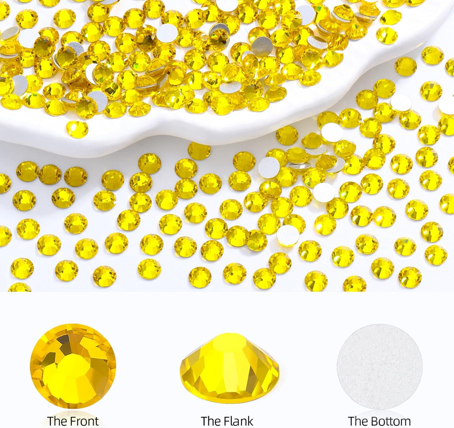 Citrine Flatback Rhinestones, Glass Rhinestones for Nail Art and Craft, Glue Fix, Loose Crystal Gemstones(Yellow, SS10, 1440pcs, 2.7-2.8mm)