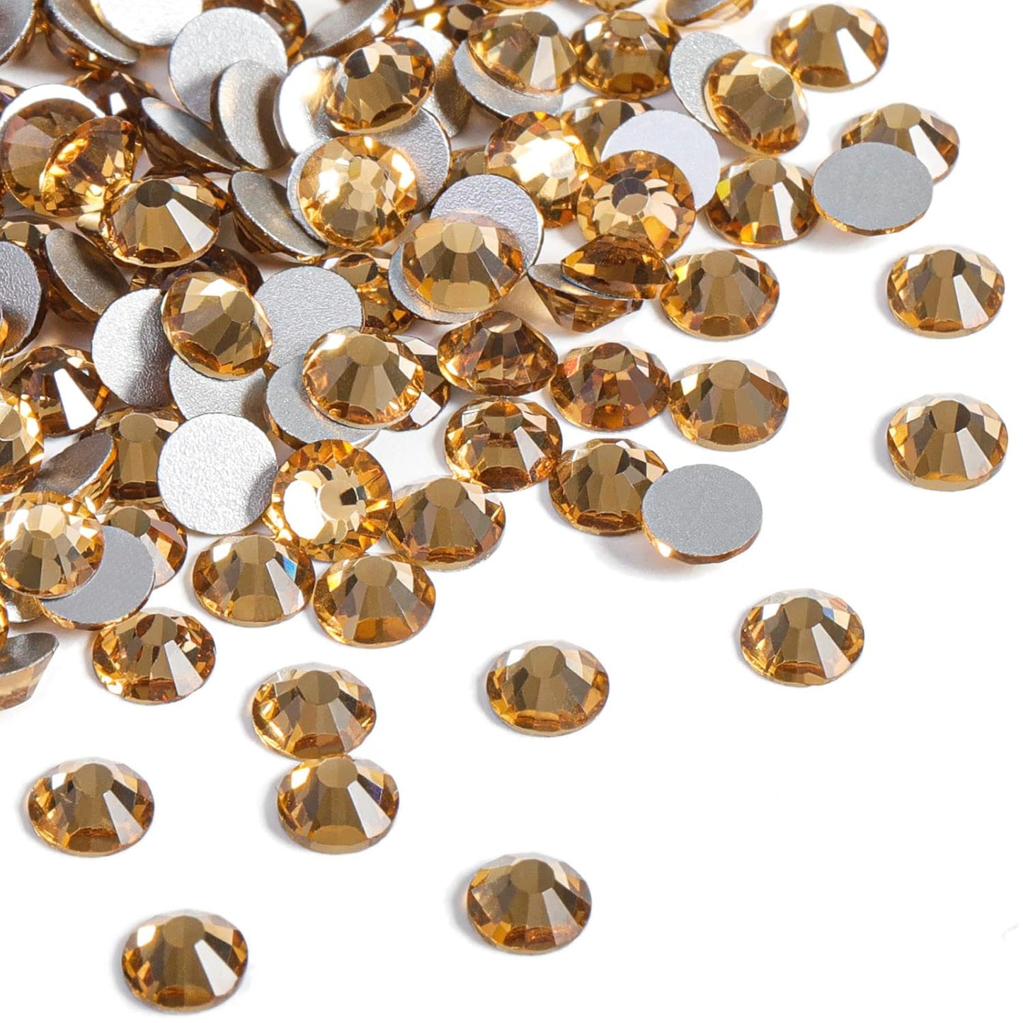 Beadsland 1440pcs Flat Back Crystal Rhinestones Round Gems for Nail Art and Craft Glue Fix, Lt Colorado Topaz,SS12,3.0-3.2mm