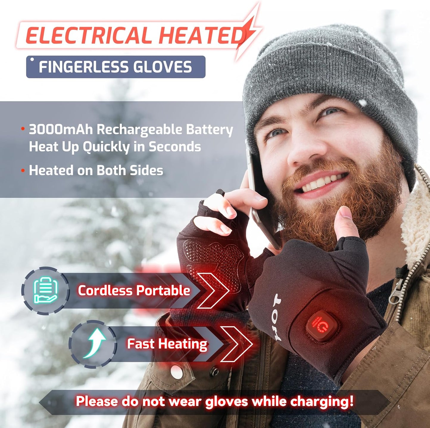 Heated Gloves for Men Women- Rechargeable Electric Touchscreen Cold Winter Work Arthritis Pain Relief Hand Warmers Hot Compress, Heated Gloves for Cold Winter Arthritis Hands Hunting Skiing
