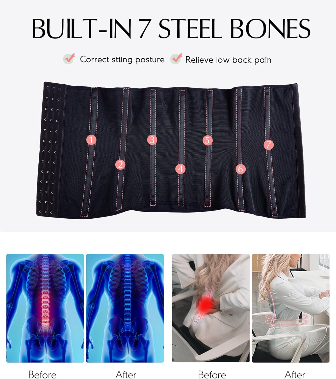 MERYOSZ Waist Trainer Corset Zipper Tummy Control Shapewear Breathable Waist Cincher for Women Body Shaper Sport Girdle