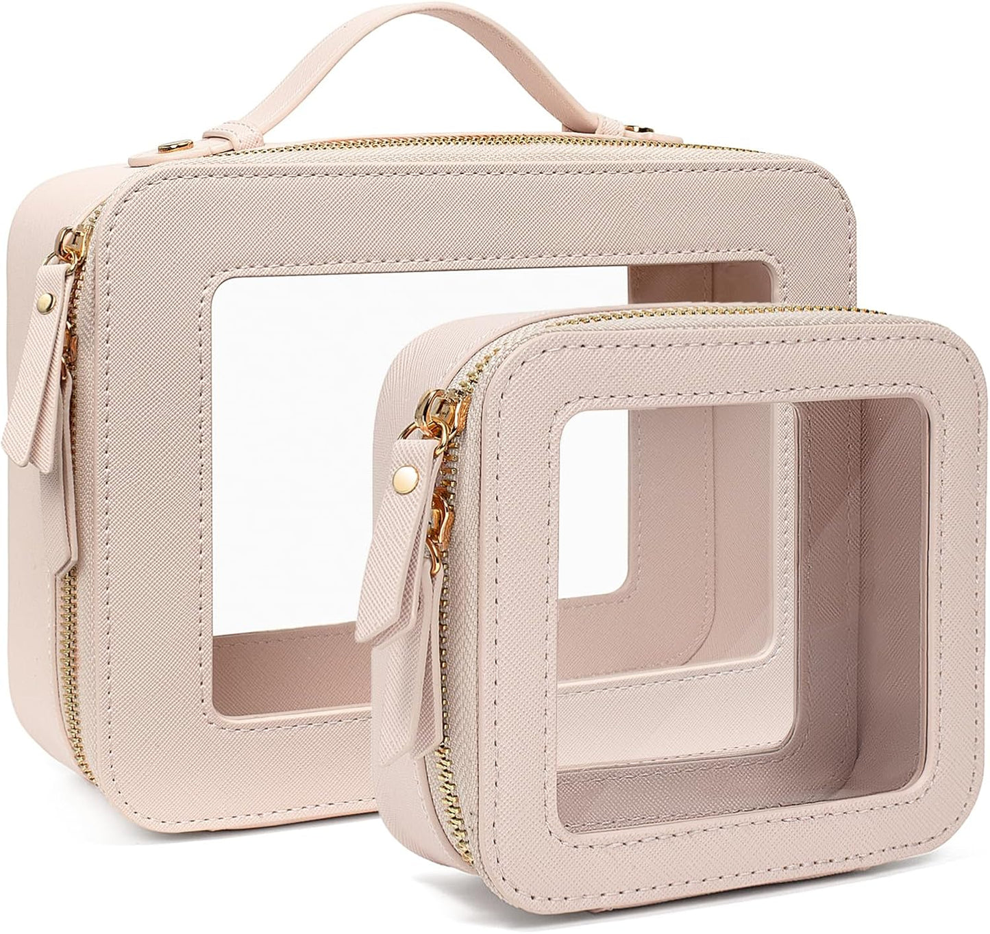 Travel Clear Makeup Bag Set, TSA Approved Cosmetic Bag Case with Zipper Portable Makeup Pouch Toiletry Bag Women Traveling Cosmetic Organizer Storage Bag Car Organizer Car Essentials for Women