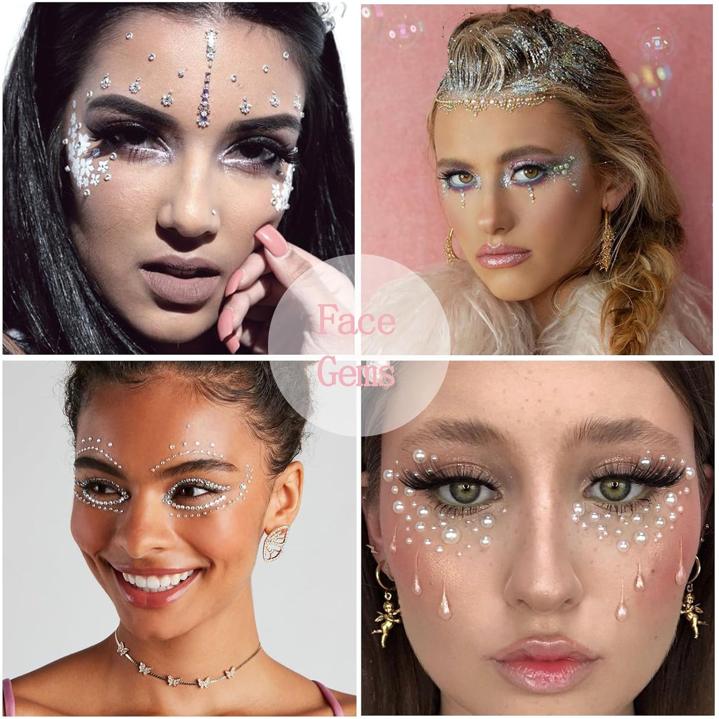 Bow Nail Art Charms with Rhinestones Glue Gel White Flatback Pearls Luxurious Nail Charms Supplies Accessories White Pearls Silver Steel Ball Nails Gems Jewelry for Women Nails Design