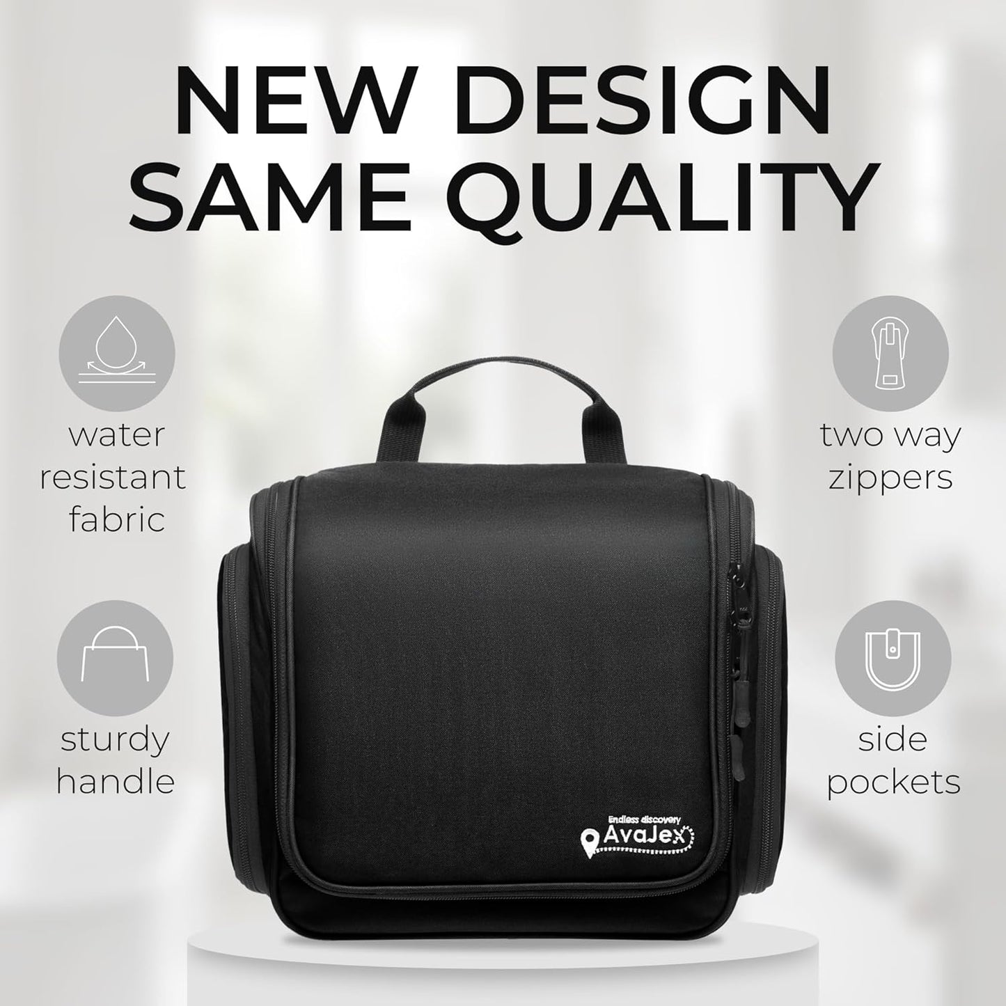 Travel Toiletry Bag for Men and Women - (10.6”x10.6”x3.2”) Large Hanging Toiletry Organizer - Waterproof Hygiene Bag with Metal XXL Swivel Hook, with Sturdy Zippers and 15 Compartments for Toiletries